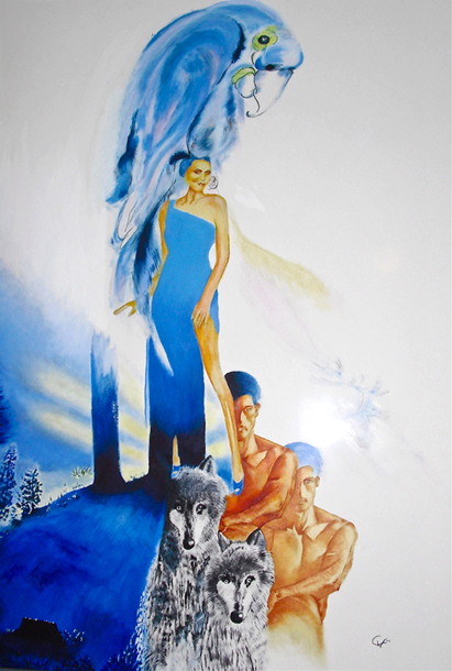 Im Wald, &Ouml;l auf Papier, 50 x 70 cm